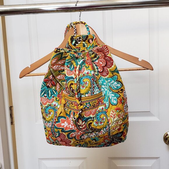 Vera Bradley Provencal Yellow Flower Drawstring Backpack - Picture 3 of 9